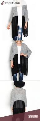 Black And White Kimono Duster Large Black White Kimono Duster Sheer Black Bottom Clothes Design Fashion Fashion Design