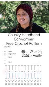 These kinds of patterns are some of my favorites and this super easy chunky crochet ear warmer pattern fits the bill! Essen Chunky Crochet Ear Warmer Headband Free Pattern Stitch Hustle