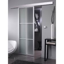 Ensemble Porte Coulissante Aspen Alu Verre 73cm Rail Yumbo En Alu Leroy Merlin Porte Coulissante Porte Galandage Interieur Maison Design