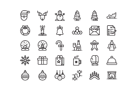 30 Christmas And New Year Icons By Mir Design On Envato Elements Christmas And New Year Icon Holiday Icon