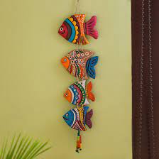 Yellow coral decoration pieces handmade. Exclusivelane Fish Handmade And Hand Painted Garden Decorative Wall Hanging In Terracotta Balcony Decoration Hanging Decorative Items For Living Room Wall Decor Terracotta Decorative For Home Multicolor Amazon In Home Kitchen