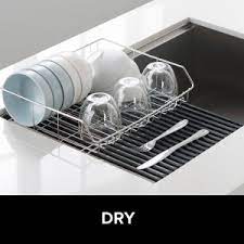 Stainless steel paint kitchen rack ukg workforce ready. Amazon Com Kraus Krm 11dg Multipurpose Over Sink Roll Up Dish Drying Rack Dark Grey Everything Else