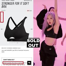 Was Rosesarerosienation On Instagram The Sports Bra Rose Had Wore In The Dance Practice Video Is Sold Out On Official Website Kar Bra Sports Bra Soft Bra