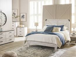 This is a platform bed that needs a bunkie foundation as opposed to a regular 9 height foundation if adding a mattress set. The Shawburn White Dark Charcoal Gray 7 Piece Dresser Five Drawer Chest Three Drawer Chest Queen Panel Platform Bed 2 Nightstands Available At Regal House Outlet Serving New Bedford Ma And Surrounding Areas