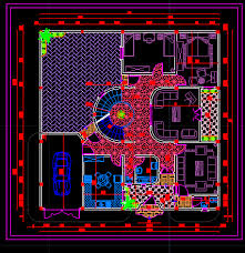 خربشات مهندس مخطط مشروع منزل عائلي 15x15 بتصميم مميز اتوكاد Dwg Autocad