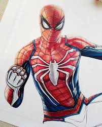 · the pose we are trying to draw here will not require the feet of spider man so we will focus on the thighs, the knee and the upper remember to draw one leg farther than the other as this just depicts the heroic standing position of our dear superman. Marvel S Spider Man Print Poster Fanart Ps4 Insomniac Games Drawing Sketch Marvel Comics Playstation Spiderman Drawing Spiderman Art Drawing Superheroes
