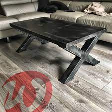 table basse en acier design industriel pieds metallique en x realisation sur mesure table de salon vintage m table basse acier table basse table de salon