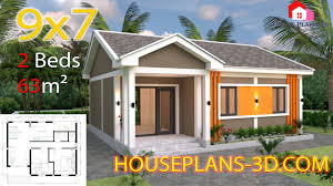 Is this the best bathroom layout?? House Plans 9x7 With 2 Bedrooms Gable Roof House Plans 3d