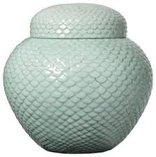 Celadon Scallop Design Ginger Jar Transitional Food Containers And Storage Bliss Home And Design Ginger Jars Bliss Home And Design Jar Design