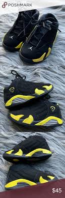 Black And Yellow Jordan Shirt Toddler Air Jordan 14 Retro Thunder Toddler 9c Air Jordans Jordan 14 Suede Sneakers