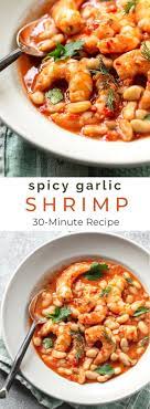 Quick Spicy Garlic Shrimp With Rosemary Cannellini Beans And Tomato Glutenfree Recipe Quic Spicy Garlic Shrimp Seafood Recipes Healthy Spicy Shrimp Recipes
