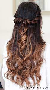 Twisted Half Up Do With Loose Curls Using Luxy Hair Extensions In The Shade Ombre Chestnut Prom Hairstyles For Long Hair Simple Prom Hair Down Hairstyles