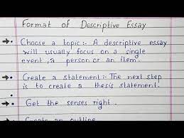 Format Of Descriptive Essay Writing | Essay Writing - Youtube