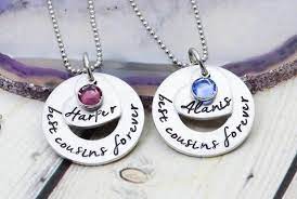 This Personalized Cousin Necklace Is Perfect For Best Cousins Best Friends Or Best Sisters The Washer Best Friend Necklaces Friend Necklaces Forever Jewelry