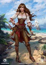 F Rogue Thief Pirate Leather Coastal Ship Jungle Desert Hilvl Artstation Ultimate Pirates Grafit Studio Pirate Art Pirate Woman Female Characters