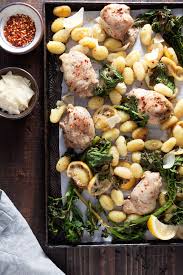 Chicken Thighs Gnocchi And Broccoli Rabe All Bake Together On One Pan For A Super Easy Weeknight Dinner You Ll L Sheet Pan Dinners Sheet Pan Recipes Recipes