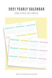 Editable 2021 Excel Yearly Calendar Template Printable Minimalist Wall Calendar 2021 Calendar Yearly Esther In 2020 Calendar Template Yearly Calendar Template Excel Templates