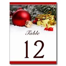 Christmas Table Number Template Featuring A Christmas Ornament Gift Box Fir And Red Berries Christmas Table Christmas Thank You Christmas Wedding Invitations