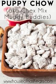 He asked what was in it. Puppy Chow Aka Chex Mix Muddy Buddies Is One Of Our Favorite No Bake Treats The Combination Of Peanut Puppy Chow Chex Mix Recipe Puppy Chow Recipes Chex Mix