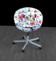 Colorful White Floral Custom Ikea Skruvsta Chair Slip Cover