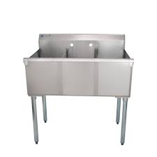 three compartment sink in stainless steel