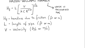 application of hazen williams formula