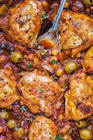 Chicken Chorizo Olive And Chickpea Stew Olive Oil Might Reduce Chorizo Sausage Skin In Bone On Chicken Thighs Mi Chicken Chorizo Recipes Olive Recipes