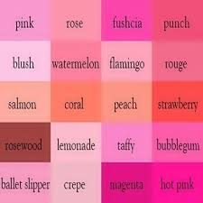 pink degreesz color shades colours color names