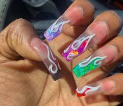 See more ideas about nails, acrylic nails, cute nails. Square Acrylics Flames And Nails Image 6746772 On Favim Com