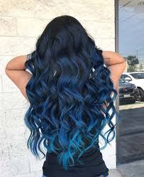 Bluish hair can be subtle or dramatic bright blue ombre on a black base is quite stunning. Blue Ombre Tips On Black Hair Novocom Top