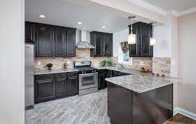 27 Small Kitchens With Dark Cabinets Design Ideas Dark Kitchen Cabinets Dark Brown Kitchen Cabinets Light Grey Kitchens