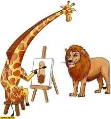 Giraffe Painting A Lion From Above Looking Like A Dick Starecat Com