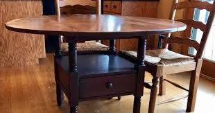 Broyhill Attic Heirlooms Oak Ladderback Chairs With Rush Seat Petite Drop Leaf Table With Black Stained Base Drop Leaf Table Ladder Back Chairs Broyhill