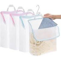 4PCS Mesh Laundry Bags with Handles 2 Colors Hanging Mesh Wash Bags with 4  S Hooks for Lingerie Garment Baby Items Washable Sock Laundry Bags for ...