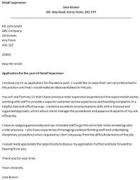 Retail Supervisor Cover Letter Example Icover Org Uk