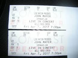 Tickets John Mayer Concert Tickets Wells Fargo Center