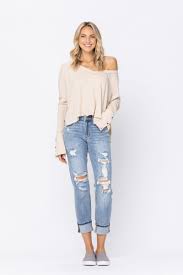 Judy Blue Destroyed Boyfriend Paint Splatter Jean Shop Daffodils Boutique