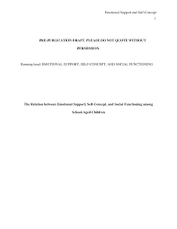 If they come back theyre yours if they. Pdf The Relation Between Emotional Support Self Concept And Social Functioning Among School Aged Children