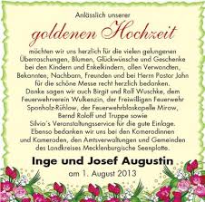 Danksagung Gold Hochzeit Nordkurier Anzeigen