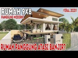 Desain Rumah Panggung Modern 9x8 Dengan Air Terjun Kolam Koi Youtube Di 2021 Rumah Desain Rumah Modern