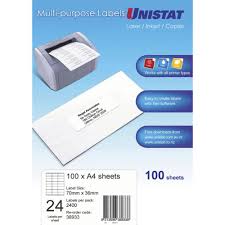 These shipping labels make your most important messages stand out individual labels measure 3 1/3h x 4w Unistat Printable Labels 100 Sheets 30 Per Page Officeworks