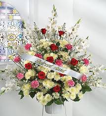 Personalised ribbon for funeral flowers. Sympathyfuneral Tribute With Personalized Ribbon