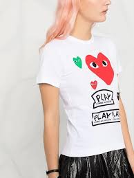 Emotionless as a snake that carries an unsuspecting attack and as threatening as a. Comme Des Garcons Play Multi Logo Red Heart T Shirt Woman
