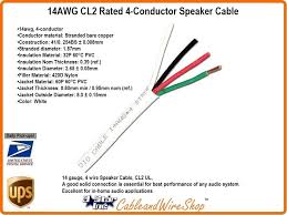 14 Awg Cl2 Rated 4 Conductor Speaker Cable 14 4 41 Strand 500 Yellow
