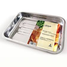 This set is designed handy size. Buy 30cm Stainless Steel Oven Tray With Folding Handles Lifestyle