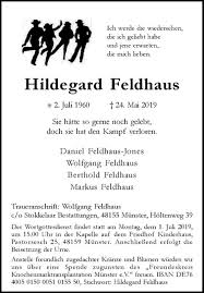 Traueranzeigen von Hildegard Feldhaus