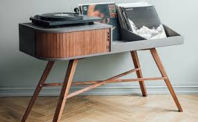 Hrdl The Vinyl Table Record Player Cabinet Displays Your Record Collection Turntable Furniture Vinyl Record Collection Record Player Cabinet