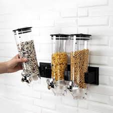 Yxp Muslispender Wandhalterung Cerealienspender Cornflakesspender Doppel Und Verdreifachen Spender Fur Musli Cor Musli Spender Glaser Mit Deckel Wandhalterung