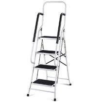 This blue seal step ladder is ideal for trade, retail and domestic use with an extra large standing platform bigger than standard stepladders, with strong deep treads and twin handrails for comfort and security. Step Ladder With Handrails Wayfair