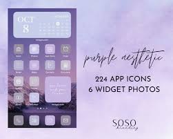 Purple Lavender Lilac Aesthetic 224 Iphone Ios 14 App Icons Etsy App Icon Homescreen Widget